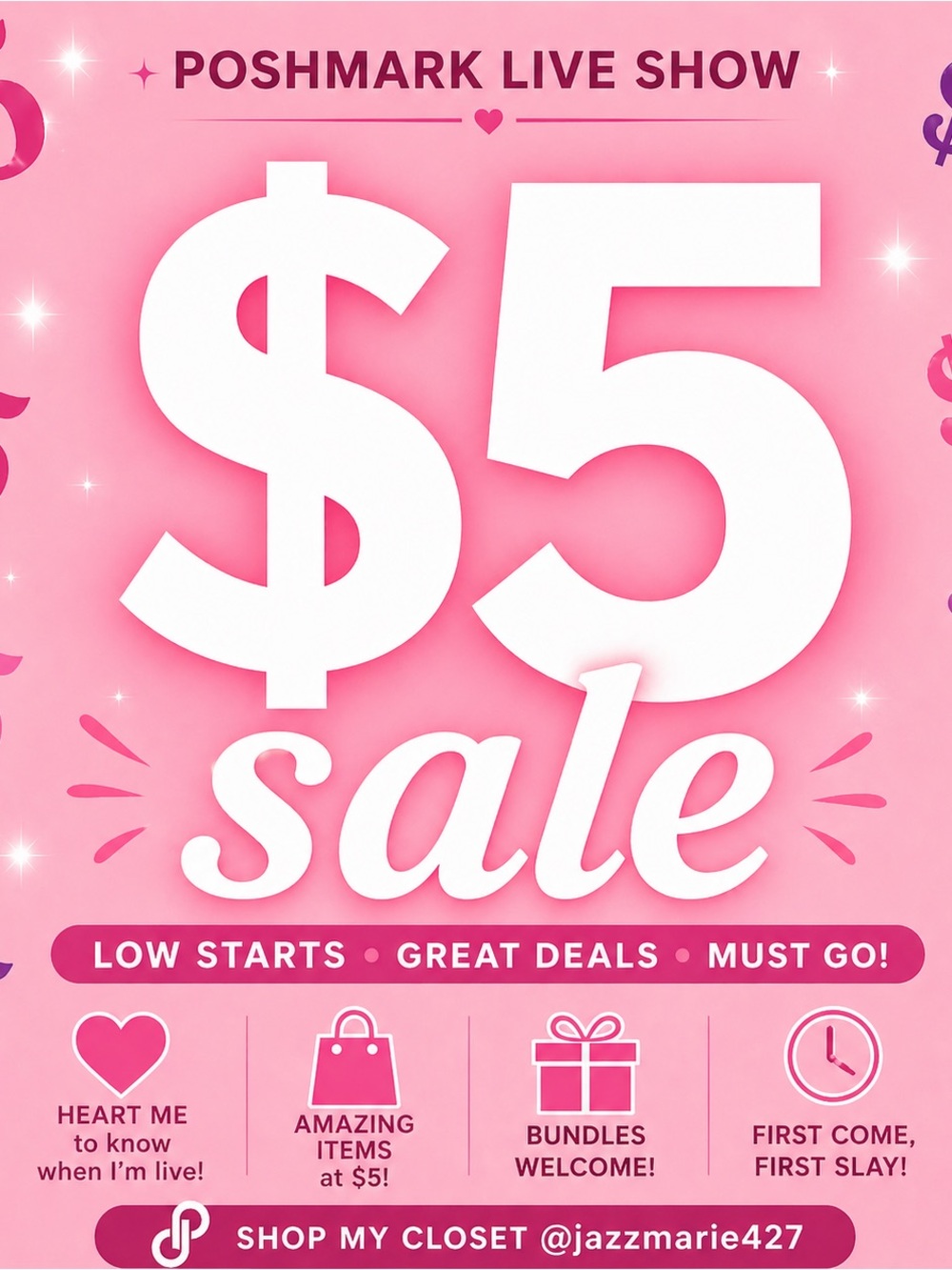 $5 Pink Sale Poster - Poshmark Live Show